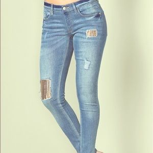 SEQUIN DETAIL JEANS